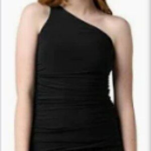 Un Deux Trois Bodycon Black One Shoulder Girls Dress STRETCHY Size 12
